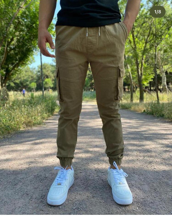 Bej Ribana Paça Bel Lastikli Kargo Pantolon