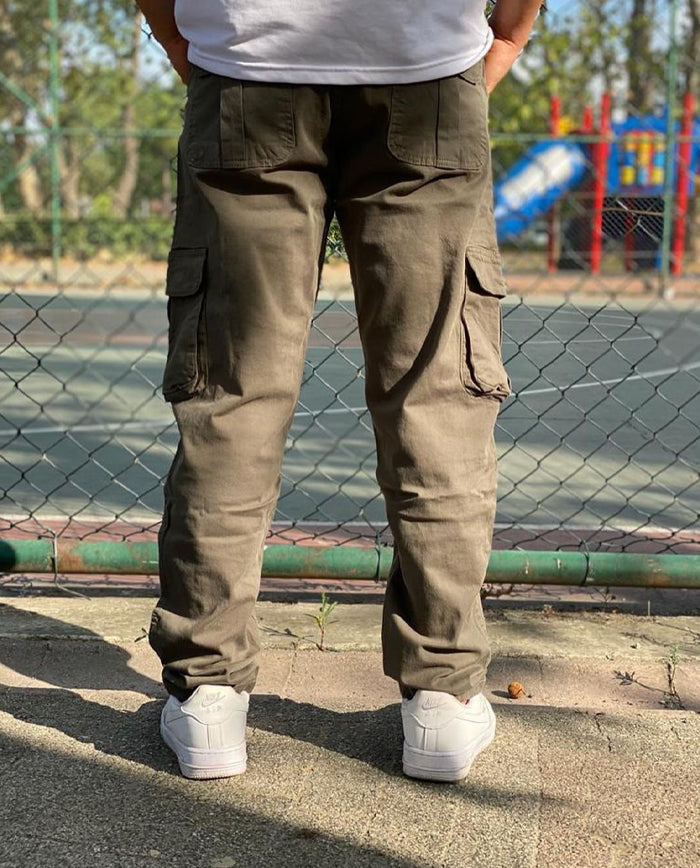 Koyu Çağla Düz Paça Kargo Pantolon