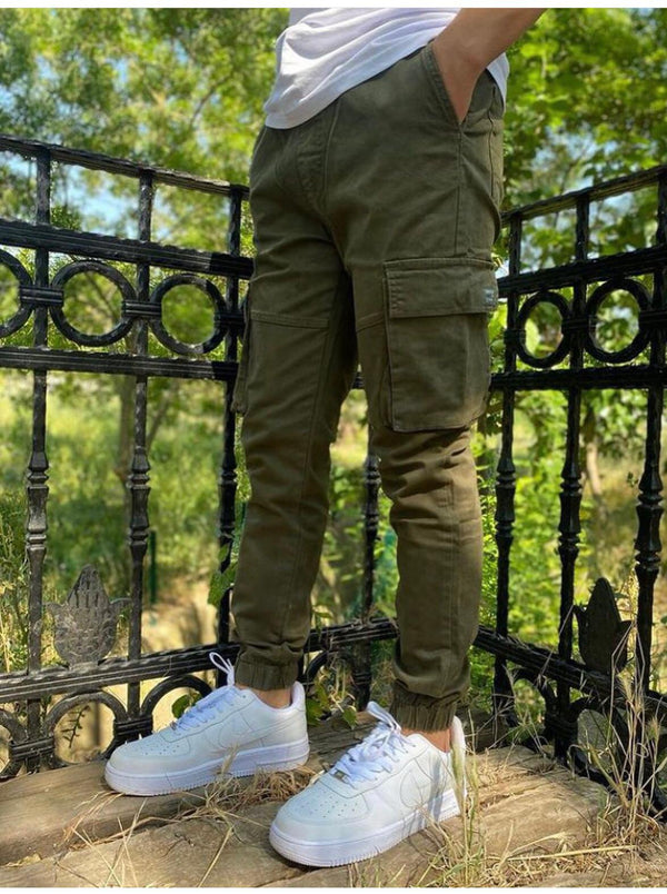 Yeşil Ribana Paça Beli Lastikli Pantolon
