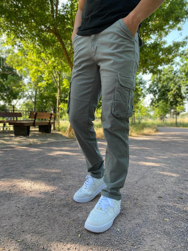 Gri Düz Paça Kargo Pantolon