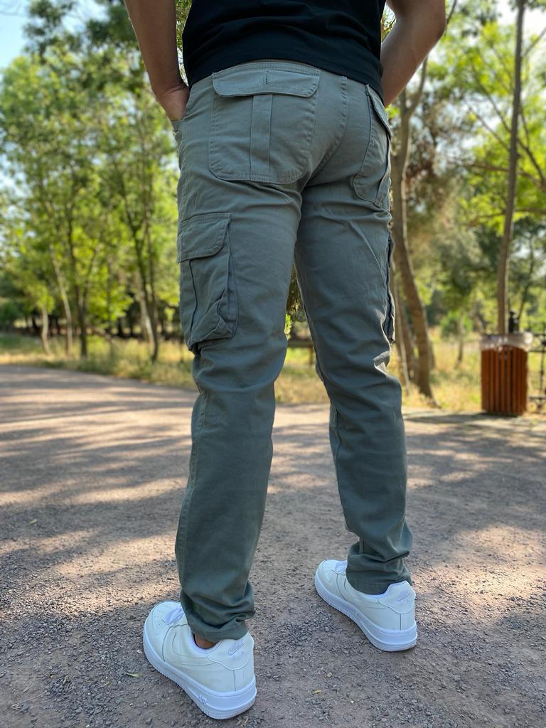 Gri Düz Paça Kargo Pantolon