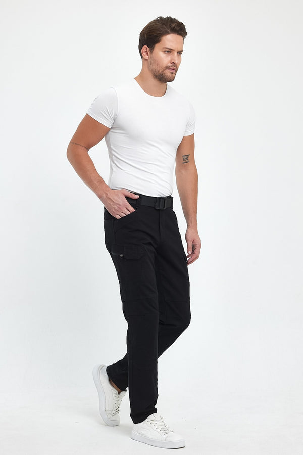 Siyah Gabardin Kumaş Taktik Pantolon