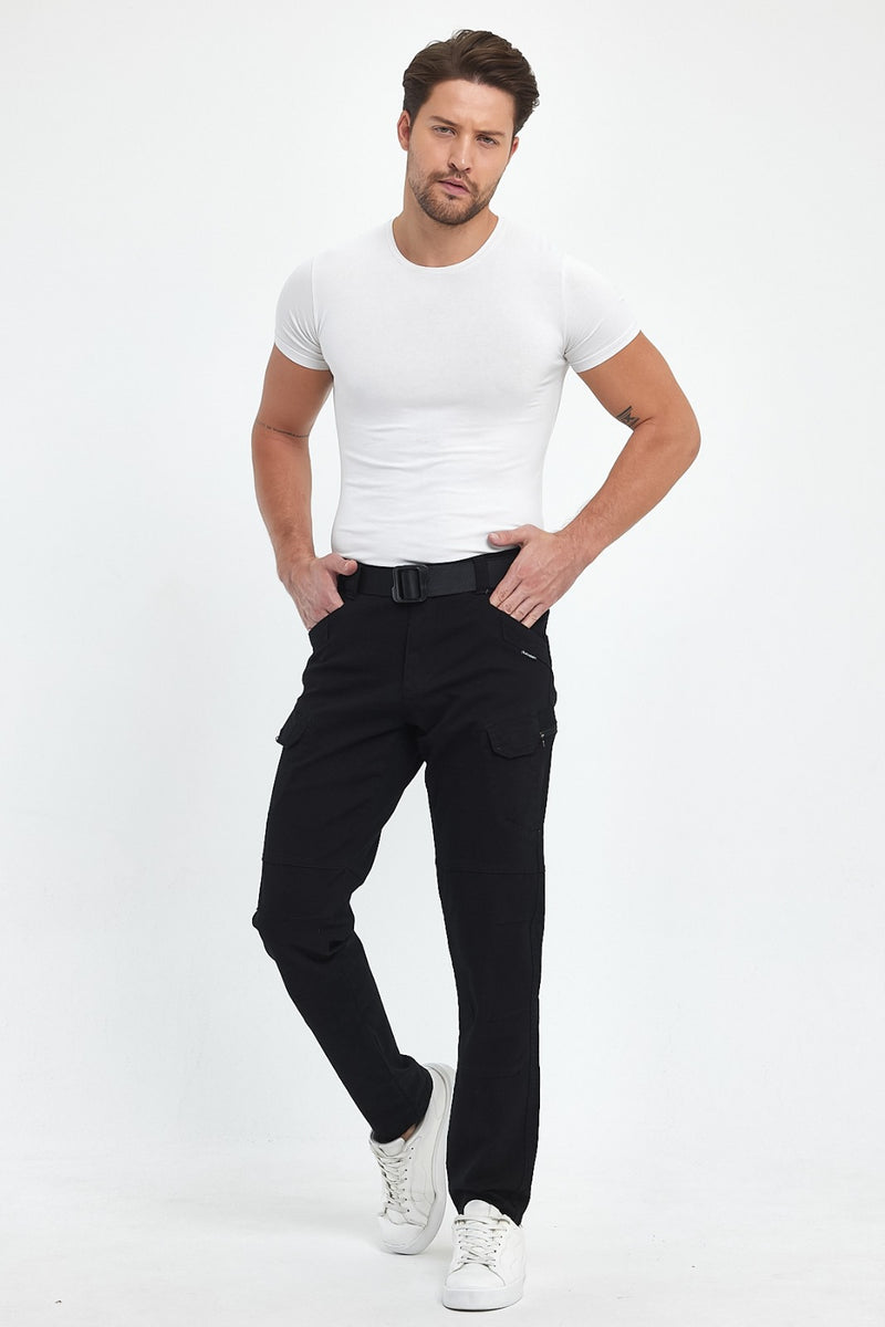 Siyah Gabardin Kumaş Taktik Pantolon