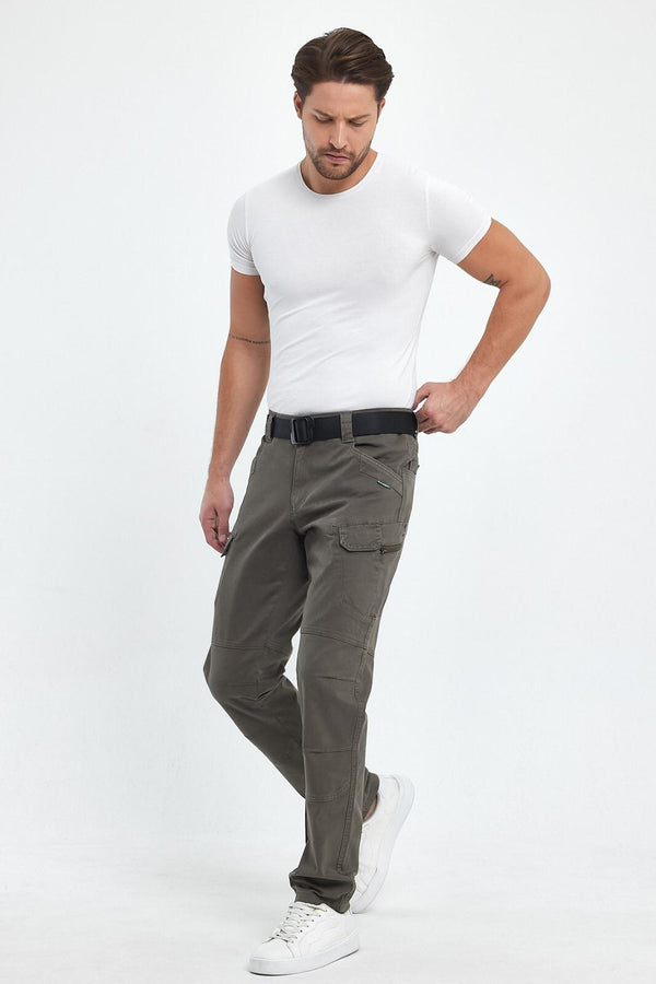 Koyu Çağla Gabardin Kumaş Taktik Pantolon